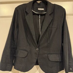 Cropped Black Linen Women's Blazer